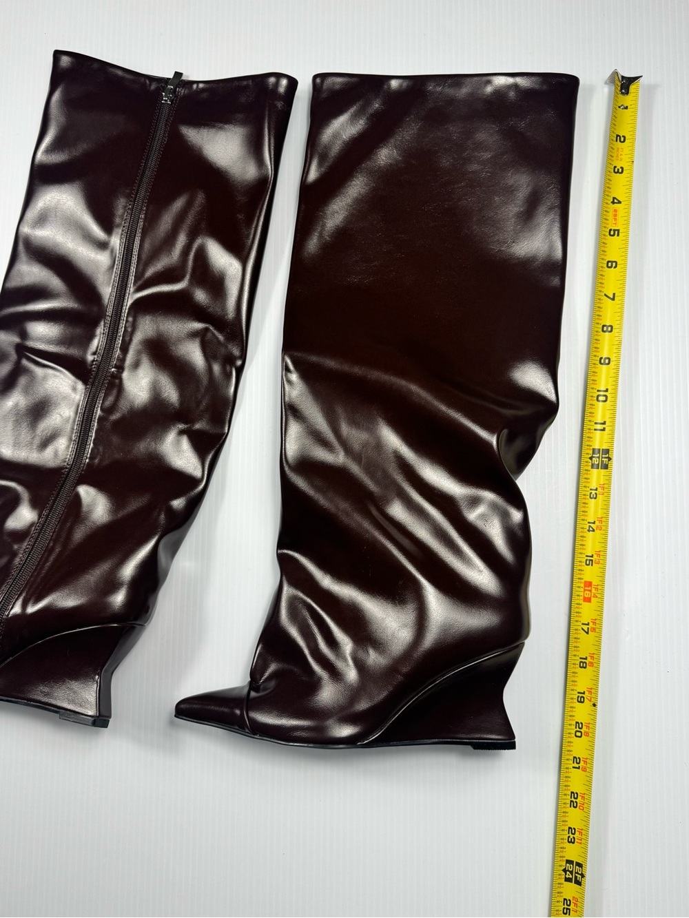 Azalea Wang Kenya Brown Wedge Boots NIB | Sizes 6.5–8.5 - Picture 4 of 5
